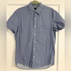 Men’s JCrew Factory Flex short sleeve button down shirt floral Blue White medium